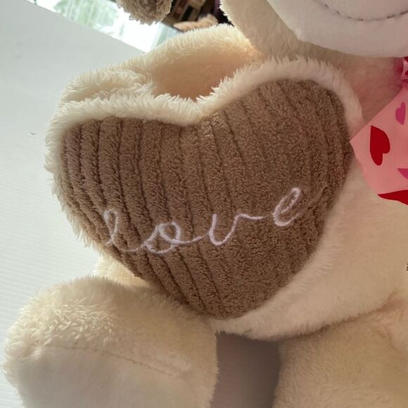Kellytoy Dog Plush Toy 12" Beige Stuffed Animal w/ Love Brown Heart. - Picture 6 of 10